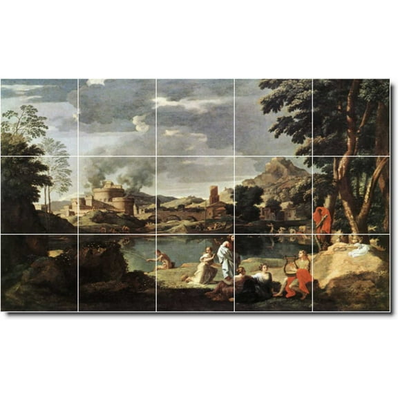 Ceramic Tile Mural-Nicholas Poussin Landscapes Painting 387. 21.25" w x 12.75" h using (15) 4.25 x 4.25 ceramic tiles