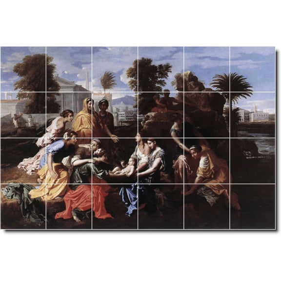Ceramic Tile Mural-Nicholas Poussin Mythology 19. 36" w x 24" h using (24) 6 x 6 ceramic tiles