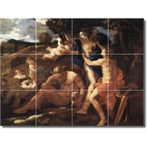 Ceramic Tile Mural-Nicholas Poussin Mythology Bathroom Tile Mural 13. 17" w x 12.75" h using (12) 4.25 x 4.25 ceramic tiles