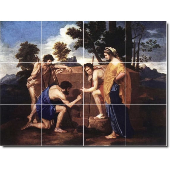 Ceramic Tile Mural-Nicholas Poussin Mythology Bathroom Tile Mural 14. 32" w x 24" h using (12) 8 x 8 ceramic tiles