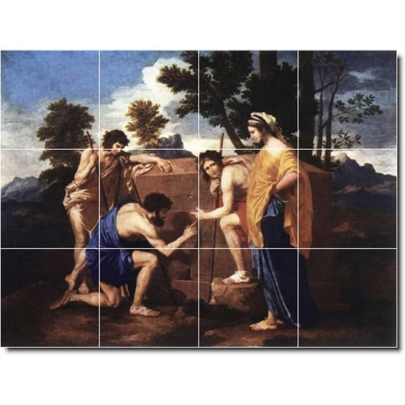 Ceramic Tile Mural-Nicholas Poussin Mythology Bathroom Tile Mural 14. 48" w x 36" h using (12) 12 x 12 ceramic tiles