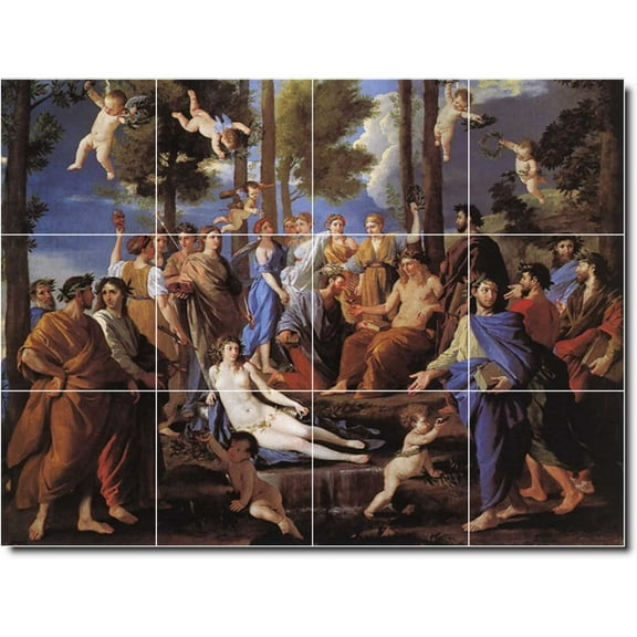 Ceramic Tile Mural-Nicholas Poussin Mythology Custom Tile Mural 23. 17" w x 12.75" h using (12) 4.25 x 4.25 ceramic tiles