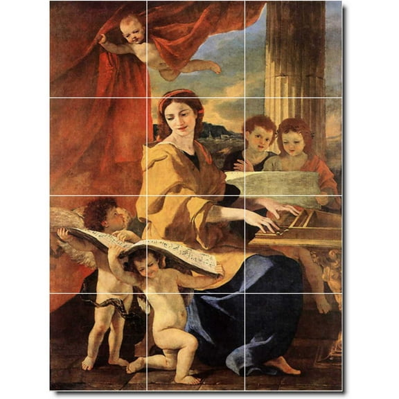 Ceramic Tile Mural-Nicholas Poussin Religious Custom Tile Mural 14. 12.75" w x 17" h using (12) 4.25 x 4.25 ceramic tiles