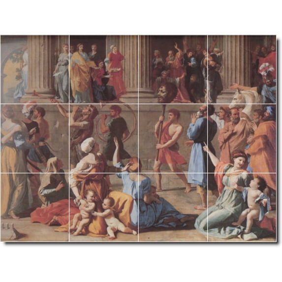 Ceramic Tile Mural-Nicholas Poussin Religious Floor Tile Mural 18. 24" w x 18" h using (12) 6 x 6 ceramic tiles