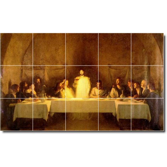 Ceramic Tile Mural-Pascal Dagnan-Bouveret Religious Wall Tile Mural 6. 30" w x 18" h using (15) 6 x 6 ceramic tiles