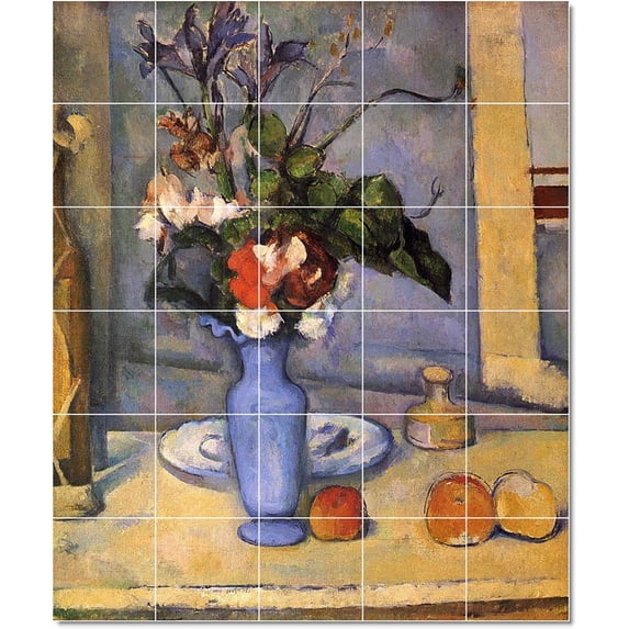 Ceramic Tile Mural-Paul Cezanne Flowers Tile Mural Commercial Renovate. 40" w x 48" h using (30) 8 x 8 ceramic tiles