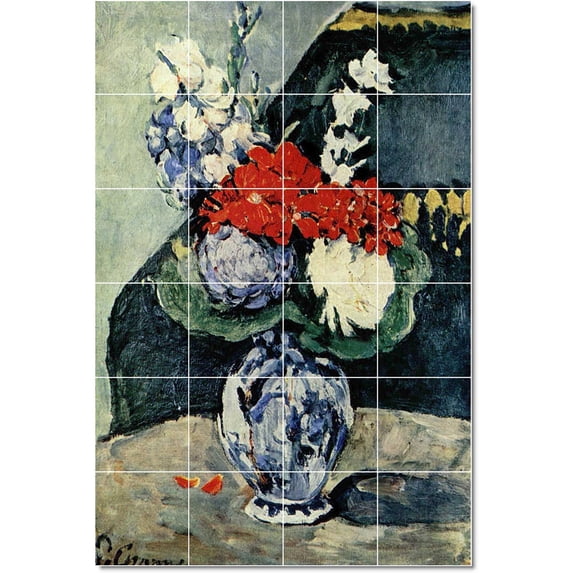Ceramic Tile Mural-Paul Cezanne Flowers Tile Mural Modern Home Renovations. 32" w x 48" h using (24) 8 x 8 ceramic tiles
