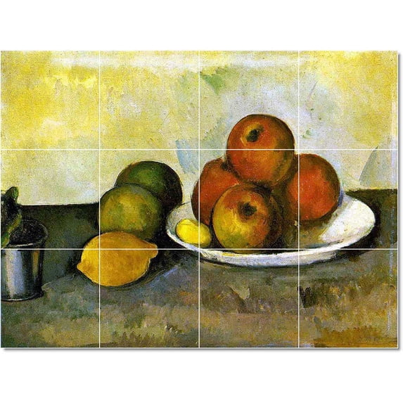 Ceramic Tile Mural-Paul Cezanne Fruits Vegetables Tile Mural House Remodeling Design 24" w x 18" h using (12) 6 x 6 ceramic tiles