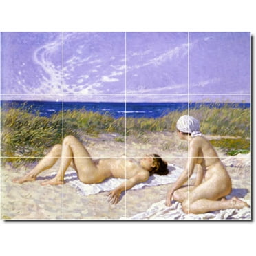 Ceramic Tile Mural-Paul Fischer Nudes Shower Tile Mural 16. 17" w x 12.75" h using (12) 4.25 x 4.25 ceramic tiles