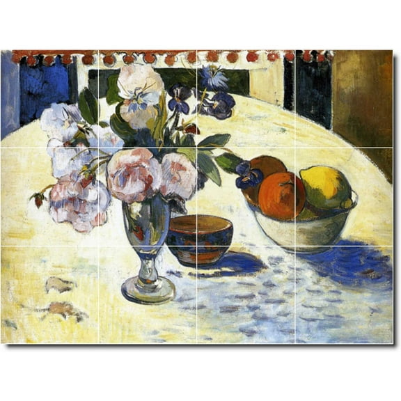 Ceramic Tile Mural-Paul Gauguin Fruit Vegetables Bathroom Tile Mural 24. 17" w x 12.75" h using (12) 4.25 x 4.25 ceramic tiles