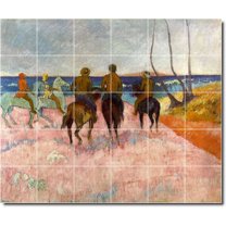 Ceramic Tile Mural-Paul Gauguin Horses 28. 25.5" w x 21.25" h using (30) 4.25 x 4.25 ceramic tiles
