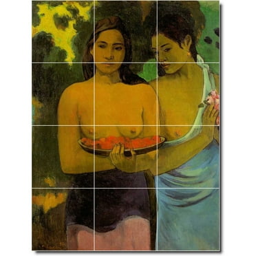 Ceramic Tile Mural-Paul Gauguin Nudes Bathroom Tile Mural 1. 12.75" w x 17" h using (12) 4.25 x 4.25 ceramic tiles