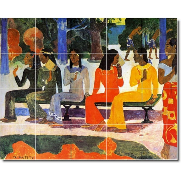 Ceramic Tile Mural-Paul Gauguin Women Painting 231. 21.25" w x 17" h using (20) 4.25 x 4.25 ceramic tiles