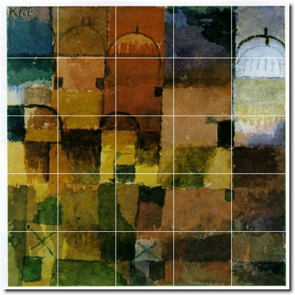 Ceramic Tile Mural-Paul Klee Abstract Custom Tile Mural 16. 30" w x 30" h using (25) 6 x 6 ceramic tiles