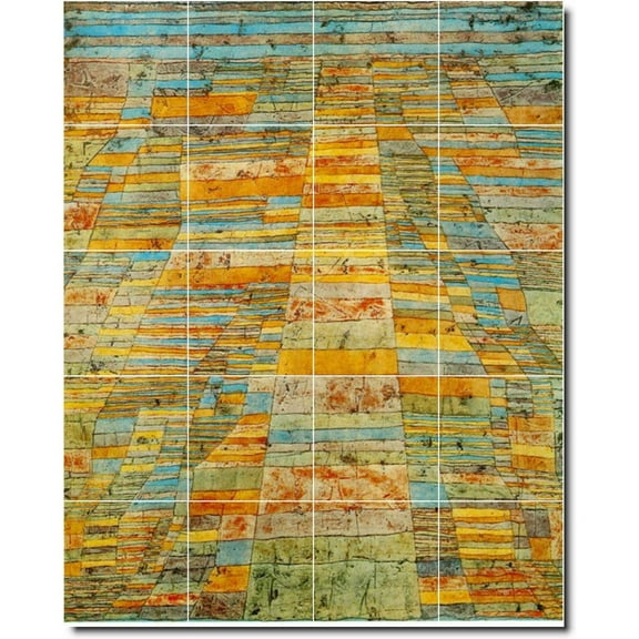 Ceramic Tile Mural-Paul Klee Abstract Floor Tile Mural 19. 24" w x 30" h using (20) 6 x 6 ceramic tiles