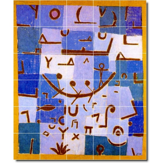 Ceramic Tile Mural-Paul Klee Abstract Painting 29. 21.25" w x 25.5" h using (30) 4.25 x 4.25 ceramic tiles
