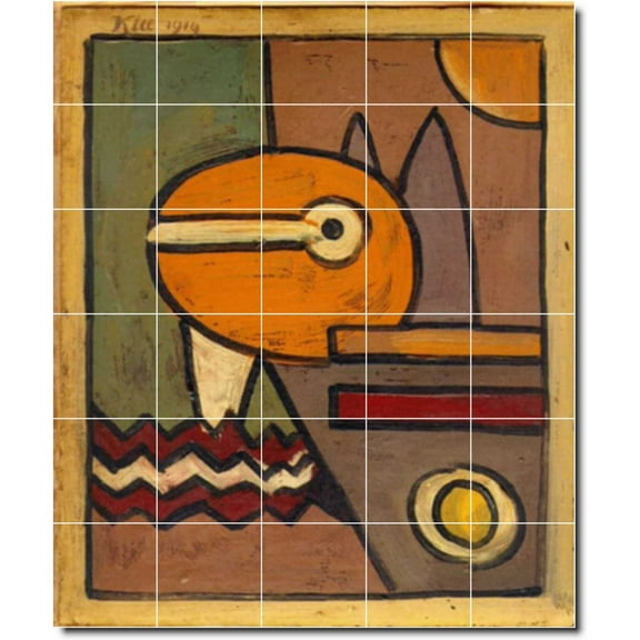 Ceramic Tile Mural-Paul Klee Abstract Wall Tile Mural 24. 21.25" w x 25.5" h using (30) 4.25 x 4.25 ceramic tiles