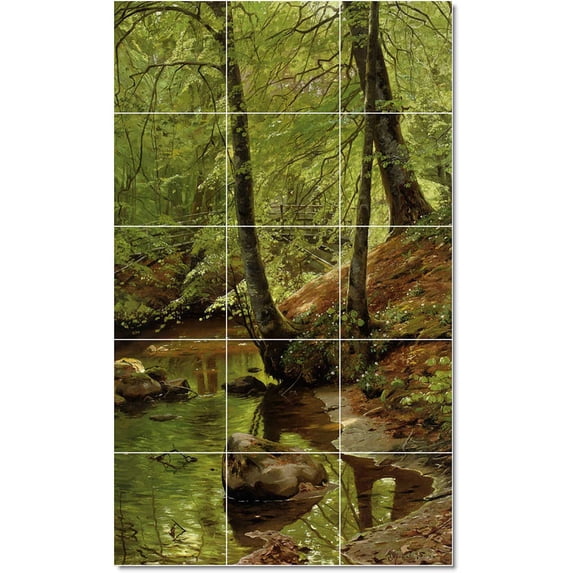 Ceramic Tile Mural-Peder Mork Monsted Country Painting 280. 12.75" w x 21.25" h using (15) 4.25 x 4.25 ceramic tiles