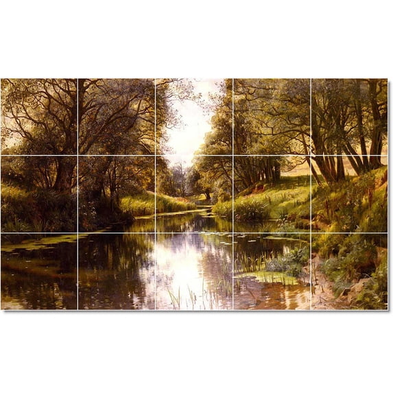 Ceramic Tile Mural-Peder Mork Monsted Country Painting 284. 60" w x 36" h using (15) 12 x 12 ceramic tiles