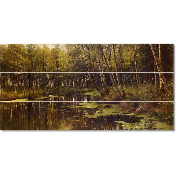 Ceramic Tile Mural-Peder Mork Monsted Country Painting 285. 25.5" w x 12.75" h using (18) 4.25 x 4.25 ceramic tiles