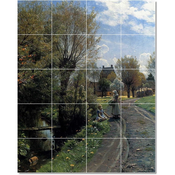 Ceramic Tile Mural-Peder Mork Monsted Country Painting 290. 32" w x 40" h using (20) 8 x 8 ceramic tiles
