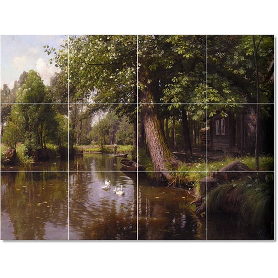 Ceramic Tile Mural-Peder Mork Monsted Country Painting 294. 17" w x 12.75" h using (12) 4.25 x 4.25 ceramic tiles