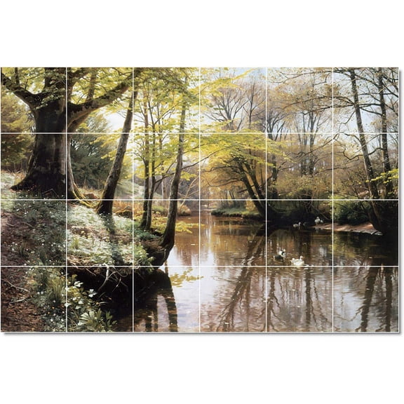 Ceramic Tile Mural-Peder Mork Monsted Country Painting 295. 25.5" w x 17" h using (24) 4.25 x 4.25 ceramic tiles