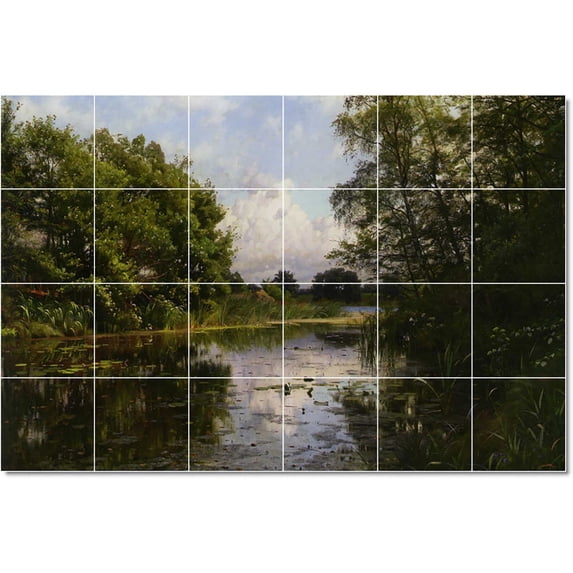 Ceramic Tile Mural-Peder Mork Monsted Country Painting 297. 72" w x 48" h using (24) 12 x 12 ceramic tiles