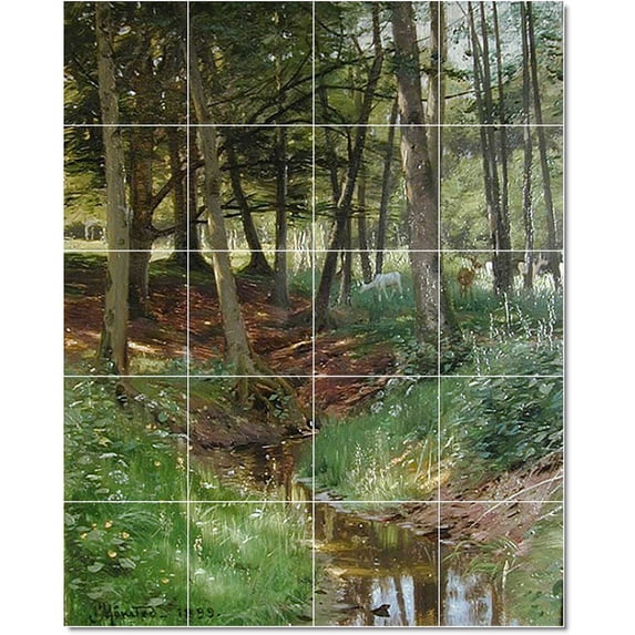 Ceramic Tile Mural-Peder Mork Monsted Country Painting 299. 32" w x 40" h using (20) 8 x 8 ceramic tiles