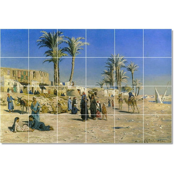 Ceramic Tile Mural-Peder Mork Monsted Historical Tile Mural Commercial Construction. 48" w x 32" h using (24) 8 x 8 ceramic tiles