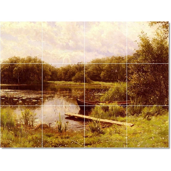 Ceramic Tile Mural-Peder Mork Monsted Landscapes Painting 391. 24" w x 18" h using (12) 6 x 6 ceramic tiles