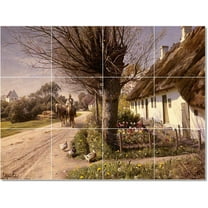Ceramic Tile Mural-Peder Mork Monsted Village Painting 99. 48" w x 36" h using (12) 12 x 12 ceramic tiles