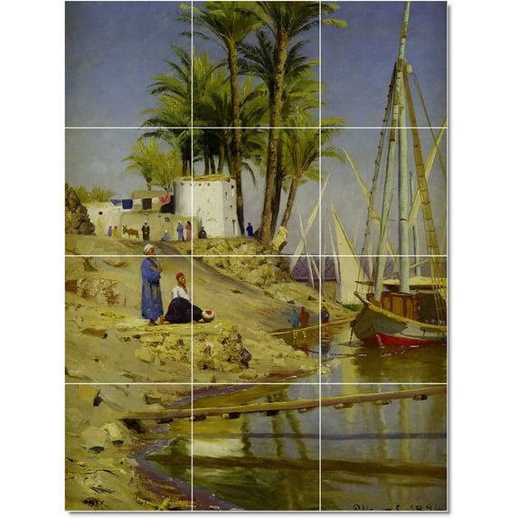 Ceramic Tile Mural-Peder Mork Monsted Waterfront Painting 325. 24" w x 32" h using (12) 8 x 8 ceramic tiles