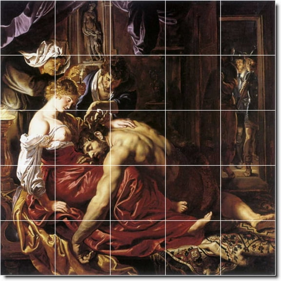 Ceramic Tile Mural-Peter Rubens Mythology Backsplash Tile Mural 13. 21.25" w x 21.25" h using (25) 4.25 x 4.25 ceramic tiles