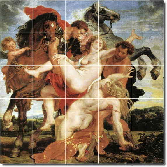 Ceramic Tile Mural-Peter Rubens Mythology Bathroom Tile Mural 16. 21.25" w x 21.25" h using (25) 4.25 x 4.25 ceramic tiles