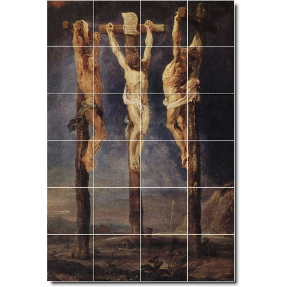 Ceramic Tile Mural-Peter Rubens Religious Custom Tile Mural 7. 17" w x 25.5" h using (24) 4.25 x 4.25 ceramic tiles