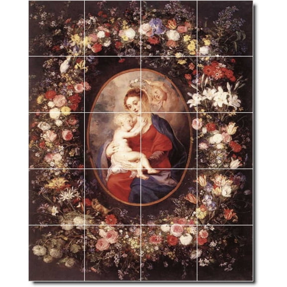 Ceramic Tile Mural-Peter Rubens Religious Floor Tile Mural 9. 32" w x 40" h using (20) 8 x 8 ceramic tiles