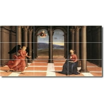 Ceramic Tile Mural-Raphael Angels Backsplash Tile Mural 4. 25.5" w x 12.75" h using (18) 4.25 x 4.25 ceramic tiles