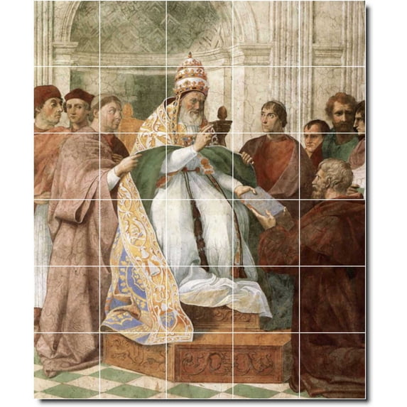 Ceramic Tile Mural-Raphael Historical Backsplash Tile Mural 6. 21.25" w x 25.5" h using (30) 4.25 x 4.25 ceramic tiles