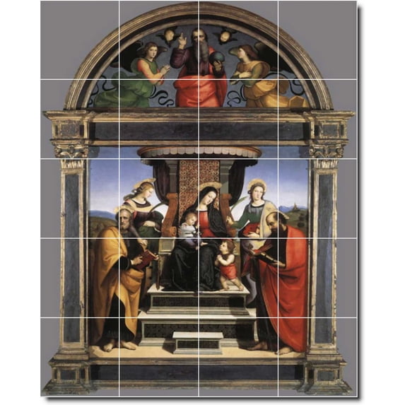 Ceramic Tile Mural-Raphael Mother Child Painting 33. 17" w x 21.25" h using (20) 4.25 x 4.25 ceramic tiles
