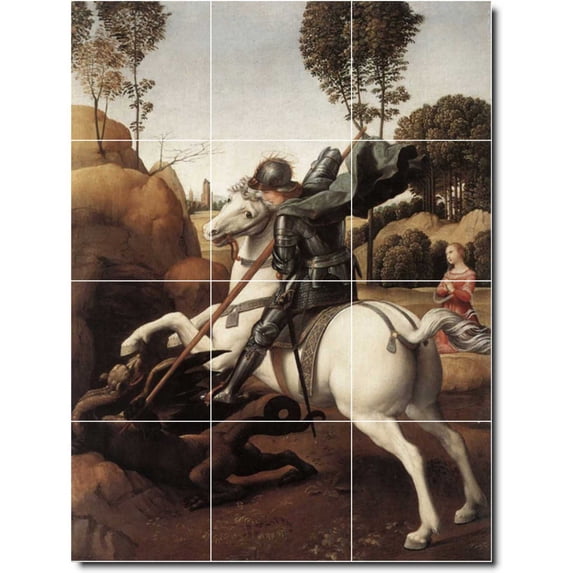 Ceramic Tile Mural-Raphael Mythology Backsplash Tile Mural 8. 18" w x 24" h using (12) 6 x 6 ceramic tiles