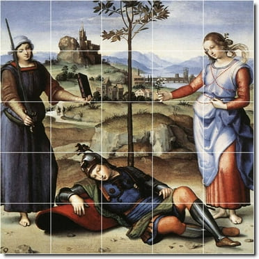 Ceramic Tile Mural-Raphael Mythology Kitchen Tile Mural 11. 21.25" w x 21.25" h using (25) 4.25 x 4.25 ceramic tiles