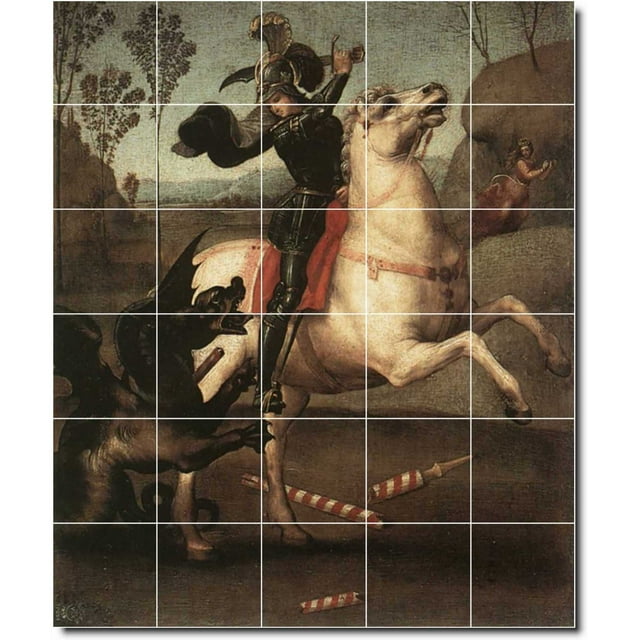 Ceramic Tile Mural-Raphael Mythology Shower Tile Mural 12. 21.25" w x 25.5" h using (30) 4.25 x 4.25 ceramic tiles