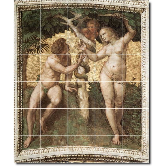 Ceramic Tile Mural-Raphael Religious 24. 21.25" w x 25.5" h using (30) 4.25 x 4.25 ceramic tiles
