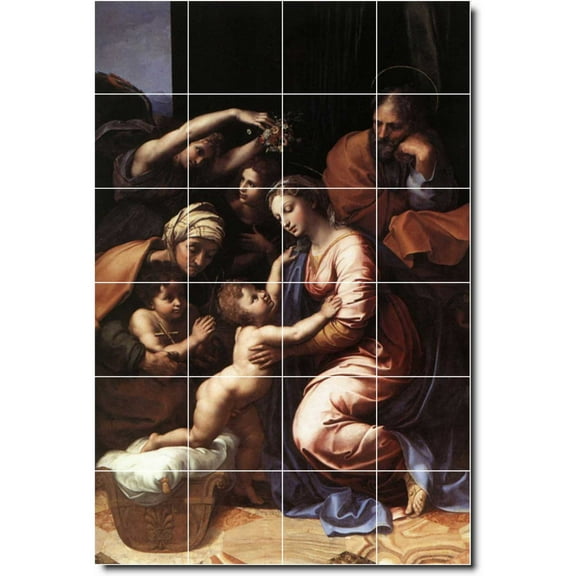 Ceramic Tile Mural-Raphael Religious Backsplash Tile Mural 18. 24" w x 36" h using (24) 6 x 6 ceramic tiles
