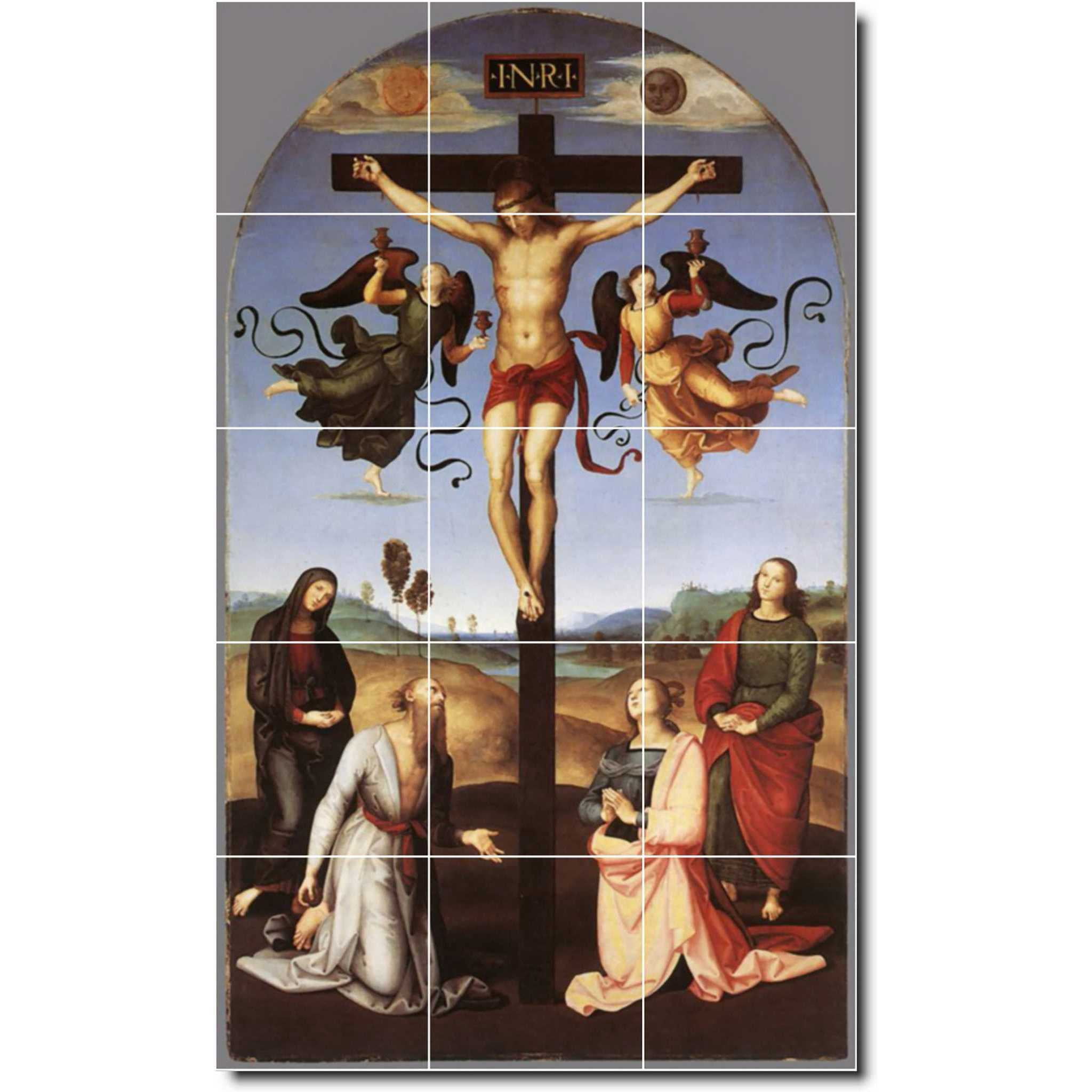 Ceramic Tile Mural-Raphael Religious Bathroom Tile Mural 22. 36" w x 60" h using (15) 12 x 12 ceramic tiles