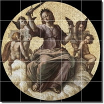 Ceramic Tile Mural-Raphael Religious Floor Tile Mural 30. 21.25" w x 21.25" h using (25) 4.25 x 4.25 ceramic tiles