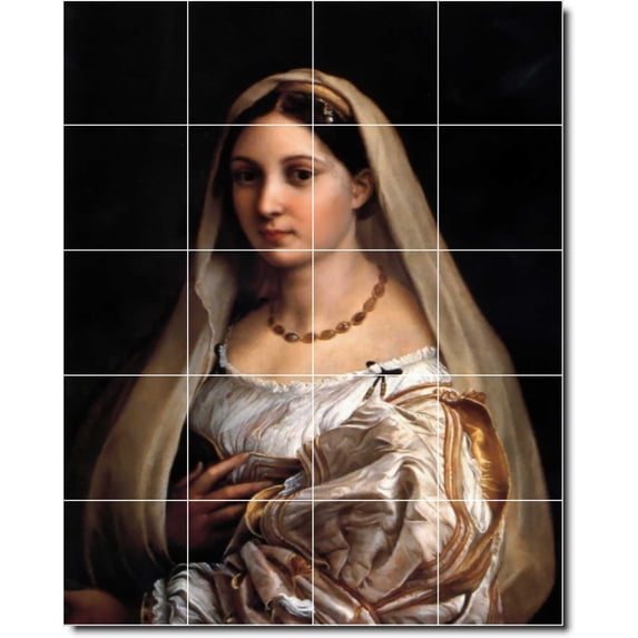 Ceramic Tile Mural-Raphael Women Painting 233. 24" w x 30" h using (20) 6 x 6 ceramic tiles