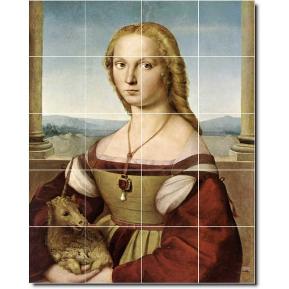 Ceramic Tile Mural-Raphael Women Painting 234. 32" w x 40" h using (20) 8 x 8 ceramic tiles