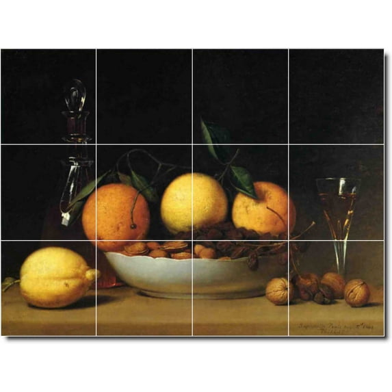 Ceramic Tile Mural-Raphaelle Peale Fruit Vegetables Floor Tile Mural 29. 32" w x 24" h using (12) 8 x 8 ceramic tiles